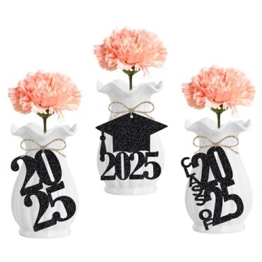 Imagem de 2022 Cutouts Tags Graduation Centerpieces Sticks Black Glitter- Graduation Centerpieces for Tables 2022, Class of 2022 Congrats Grad Party Table Centerpieces Tags, Class of 2022 Graduation Decorations- 24Pcs