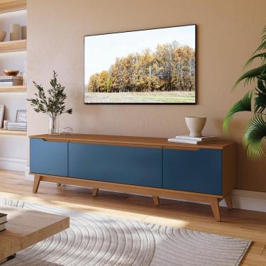 Imagem de Rack Kappesberg 3 Portas Canela/Azul Profundo 180cm