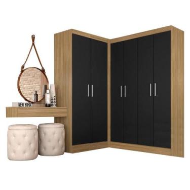 Imagem de Guarda Roupa Solteiro Modulado Itala Boreal/preto - Móveis Arapongas -