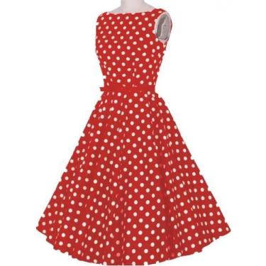 Imagem de Vestido Feminino Midi Godê Poa Bolinhas Festa Anos 60 E 80 - Casual Dr