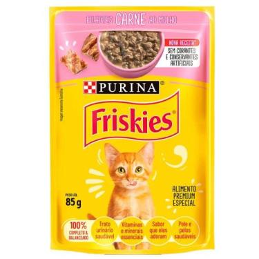 Imagem de Sachê Friskies Carne ao Molho para Gatos Filhotes 85g - PURINA, Carne 