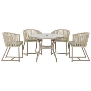 Imagem de Mesa com 4 Cadeiras de Jantar Roma 100cm e Noronha em Aluminío