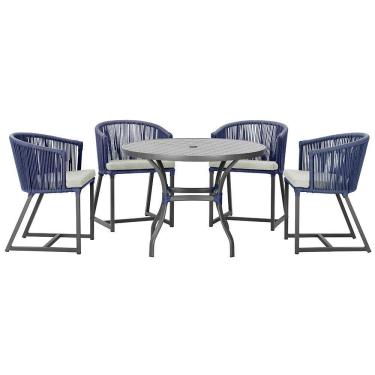 Imagem de Mesa com 4 Cadeiras de Jantar Roma 100cm e Noronha em Aluminío