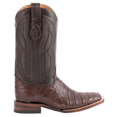 Imagem de Ferrini Bota masculina Italia Belly Caiman bico quadrado cano médio - Preta, Prl, 43 BR