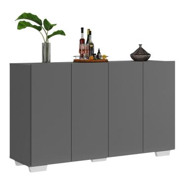 Imagem de Aparador Buffet 4 Portas Com Pés Quadrados Veneza Multimóveis V3557 Grafite/Branco Grafite/Branco