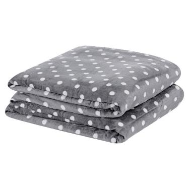 Imagem de Cobertor Celine Casal Queen Manta Flannel Mantinha Bolinhas - Cinza