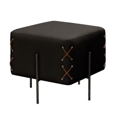 Imagem de Puff Banqueta Eros Luxo Preto Castellar Móbile Corino Preto Corino Preto
