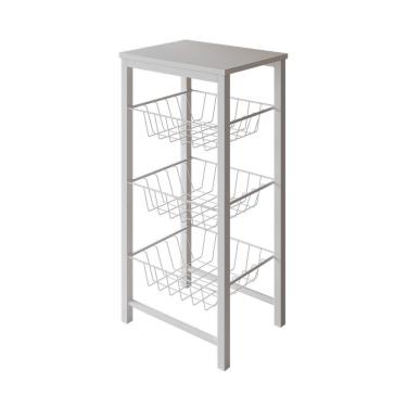 Imagem de Fruteira De Chão Cozinha Montada Aço Branco Tampo Branco Roma - Cor: Branco