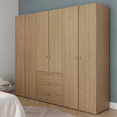 Imagem de Guarda-roupa 3 Módulos 6 Portas 9 Prateleiras 3 Gavetas Frame Cabecasa madeiramadeira Acácia