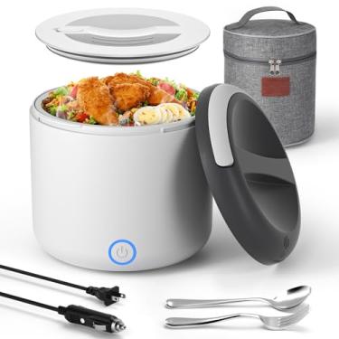 Imagem de Monteka Lancheira Elétrica Portátil Aquecida De 1,2 L Para Adultos, Aquecedor Alimentos 100 W À Prova Derramamento E Lavável Na Máquina Lavar Louças, Escritório/Carro/Viagem, Voltagem Universal 12 V