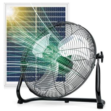 Imagem de DBF Ventilador De Chão Recarregável 16" Movido A Energia Solar - 20.000 Mah, Painel 30 W E Carregador Com Adaptador Ca, 18 Velocidades Infinitas, Cabeça Inclinável, Ventiladores Externos Sem Fio Alt