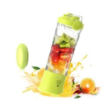 Imagem de SEAINS Liquidificador Portátil Para Shakes E Vitaminas Com Tampa De Viagem 20 Oz, Tamanho Mini Pessoal 6 Lâminas, Recarregável Via Usb Academia, Cozinha Ao Ar Livre (Amarelo)