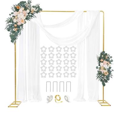Imagem de UMIRNI Suporte Quadrado Para Cenário De 6,6 Pés X Pés, Estrutura Balões Em Metal Resistente, Arco Casamento Dourado Decoração Festas, Aniversários, Chá Bebê E Aniversários (Dourado, Pés)