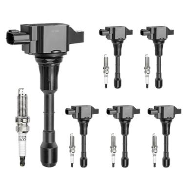 Imagem de ZYFZZDS Conjunto De 6 Bobinas Ignição E Velas Compatíveis Com Nissan Maxima, Altima, Murano, Pathfinder, 350Z 2007–2019; Infiniti G35, Ex35, Jx35, Fx35, M35, Substitui Uf550, 22448Ja10C, 5C1727