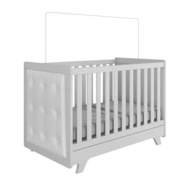Imagem de Kit Peroba Berço Infantil Retrô Branco com Capitonê Branco