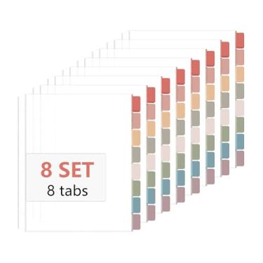 Imagem de 8 conjuntos de 64 protetores de folha de fichário transparente para 3 fichários protetores de página de plástico com 8 abas, divisória de página de índice inserível 21,5 x 28 centímetros (Vintagem)