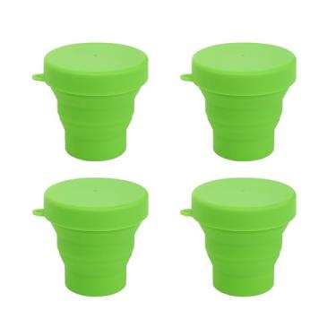 Imagem de Copo Retrátil de Silicone, 150ml, Amarelo, Com Tampa, Kit 4 Unidades (Verde)