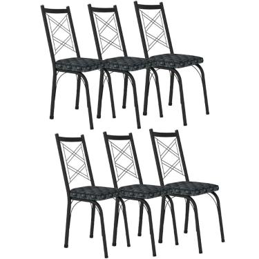 Imagem de Kit 6 Cadeiras Aço Carbono Tubular Metálica Acabamento Fosco D-28 Julia