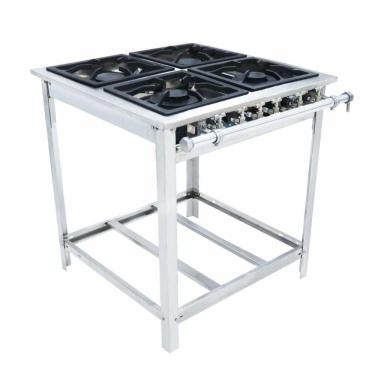 Imagem de Fogão a Gás industrial Extra 4 Queimadores 2 duplos e 2 simples Inox EI4 - Venâncio