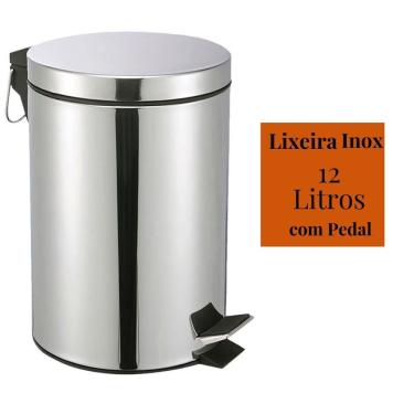 Imagem de Lixeira Inox c/ Pedal E Balde Removível 12l  Cor Cinza
