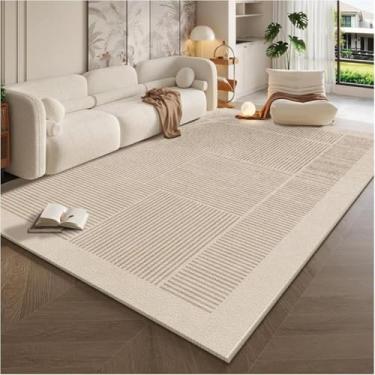 Imagem de Tapete de veludo cristalino simples estilo creme para sala de estar, mesa de centro, decoração de quarto, tapete para estudo e vestiário (100x150 cm, 40x59 polegadas/SJR-5)