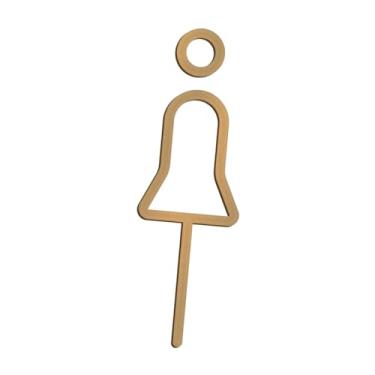 Imagem de Gralara Placa Suspensa de Acrílico para Banheiro, Placa de Identificação de Banheiro para Escritório, Lojas Comerciais, Restaurante E Shopping, Mulheres Douradas, Tamanho real