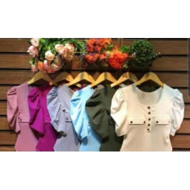 Imagem de Blusa feminina manga princesa bufante com elastano - MODA FILO, Vermel