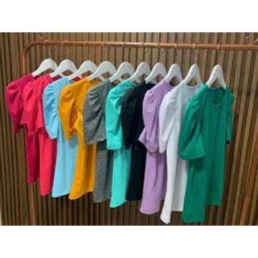 Imagem de Blusa feminina gola rasa manga curta princesa bufante malha canelada c