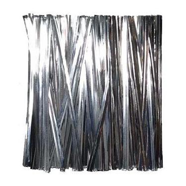 Imagem de 100 Fecho Lacre Metalizado Araminho Amarrilho Colorido - AAZ, Prata