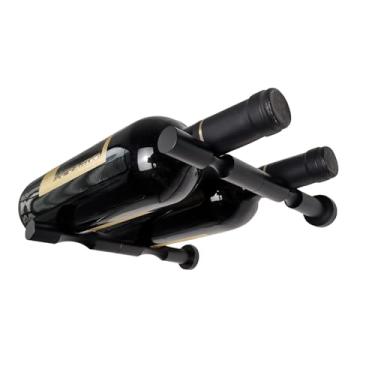 Imagem de GAMEMEN Suporte de parede para garrafas de vinho para superfícies de drywall ou madeira, suporte para 2 garrafas de vinho montado na parede, vinho preto dourado prateado cor escolha (preto fosco)