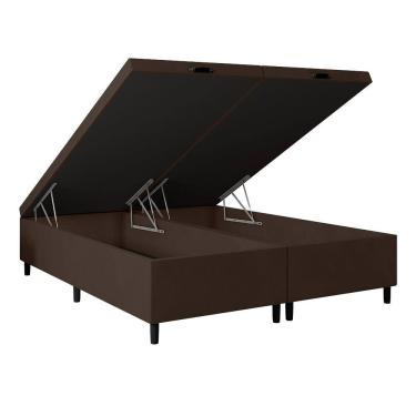 Imagem de Base Box Baú Portobel Noah Bipartida 158x198x40cm Suporta até 120kg com Armazenamento Interno Marrom