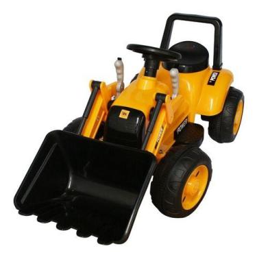Imagem de Mini Carro Escavadeira Trator Elétrico 6v Infantil Amarelo - Importway