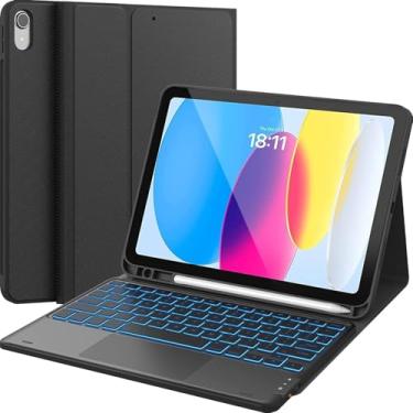 Imagem de Capa com teclado para iPad (A16) 11ª/10ª geração 11 polegadas 2025/11 polegadas 2022, teclado destacável retroiluminado de 7 cores