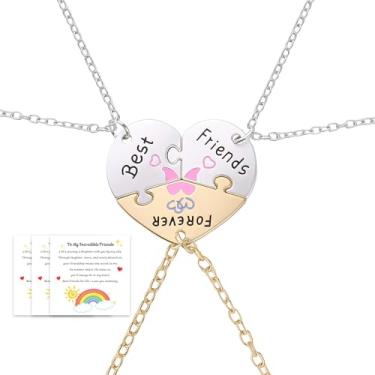 Imagem de Colar de quebra-cabeça Best Friend Friendship para 3 irmãs presentes de aniversário para irmãzinha do meio grande para 3 4 amigos, Small, Zinco, Sem Pedra Preciosa