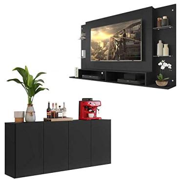 Imagem de Conjunto Sala de Estar Painel Tv 60" e Aparador Helena Multimóveis Preto