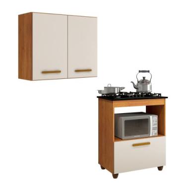 Imagem de Conjunto Armário Aéreo 2 Portas e Balcão para Cooktop 4 Bocas 1 Porta 