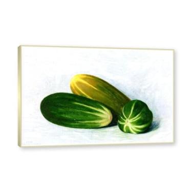 Imagem de NHLDZYH Moldura dourada champanhe. Impressões de artistas famosos, (pepinos) por Hans Emmenegger, reprodução de impressões em tela de paisagem pôster para decoração de casa. 40 x 60 cm - 15,8 x 23,7