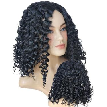 Imagem de Peruca Cabelo de fibra premium, com aparência natural longa e ondulada – Com ou Sem Franja – Modelo Misto – Ideal para Cosplay, Halloween, Festas e Uso Diário (Peruca Cacheada Preto 38cm 246gramas 07)