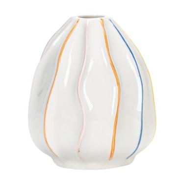 Imagem de predolo Vaso de cerâmica branco para flores, vaso decorativo moderno para flores secas, suporte para plantador para escritório, sala de estar, prateleira, Oval