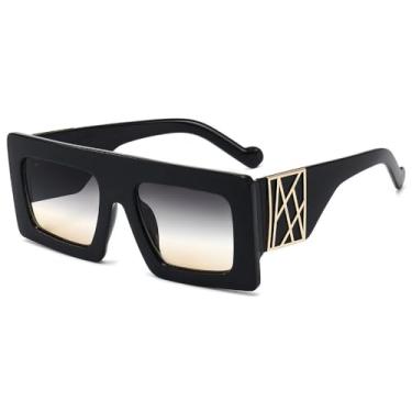 Imagem de Óculos de sol grandes femininos, pretos, com viseira de sol masculina, verde e amarelo, polarizados