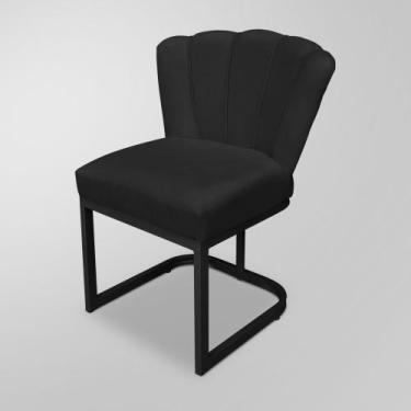 Imagem de Cadeira Decorativa/Recepção Flor - Base de Ferro Preto - Dávila Decor,