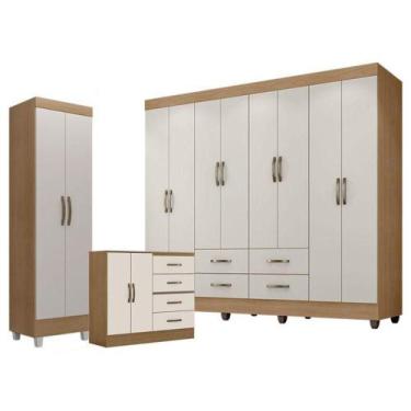 Imagem de Guarda Roupa Casal Porto Com Cômoda 4 Gavetas 2 Portas E Armário Multi