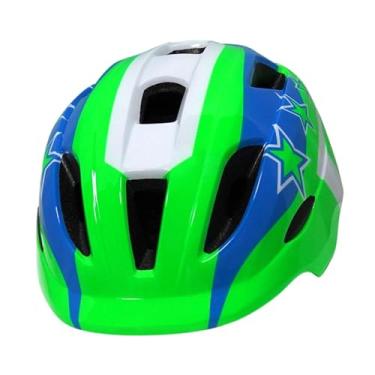 Imagem de MotiveTech Capacete de bicicleta infantil respirável, resistente a impactos, capacete de skate para adolescentes, leve para patins em linha, equilíbrio, Azul Branco Verde