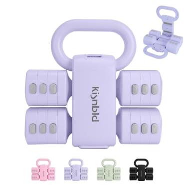 Imagem de kisnbld Conjunto de halteres ajustáveis de 2, 2 em 1, pesos grátis, conjunto de halteres e kettlebell para mulheres com ajuste rápido, cada conjunto de pesos de mão de 1,4 kg 1,8 kg 2,3 kg para