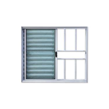 Imagem de Veneziana 3 Folhas Com Grade Branco 100x120 Linha 18 Esmeralda