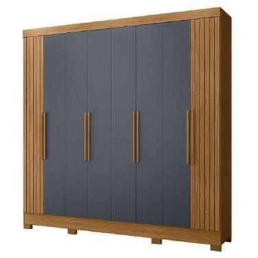 Imagem de Guarda Roupas Casal Ripado 8 Portas 4 Gavetas Diamante Moval Freijo Ci