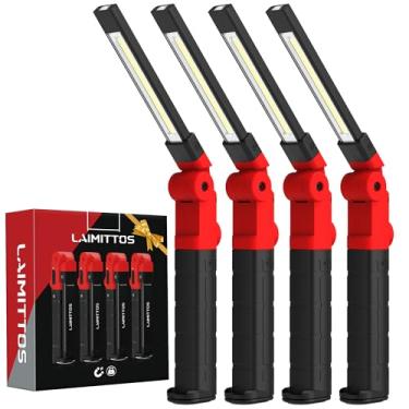 Imagem de LAIMITTOS Luz de trabalho recarregável de 2200 mAh magnética LED para trabalho, lanterna mecânica, presente para homens, lâmpada dobrável com gancho para reparo de carro, churrasqueira de emergência