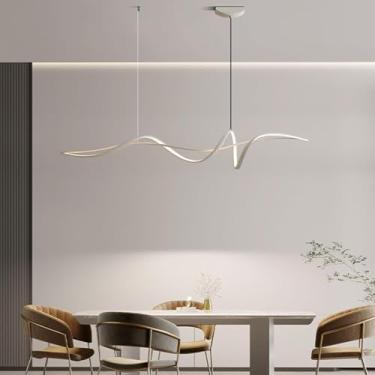 Imagem de Lâmpada Pendente Led Regulável Para Jantar, Lâmpada Pendente Moderna Mesa De Jantar, Lâmpada Pendente Linear Com Controle Remoto, Lustre Para Sala De Estar Led Sala De J, Weiß, 120 cm