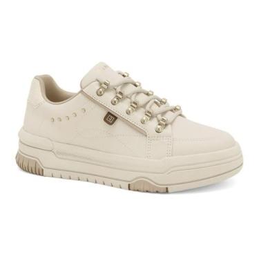 Imagem de Tênis Casual Ramarim Feminino Off White Detalhes Dourados Metálicos, P