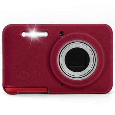 Imagem de Capa de silicone macio compatível com câmera digital Kodak PIXPRO FZ55, capa de silicone de couro de grão superior (vermelho carmim)
